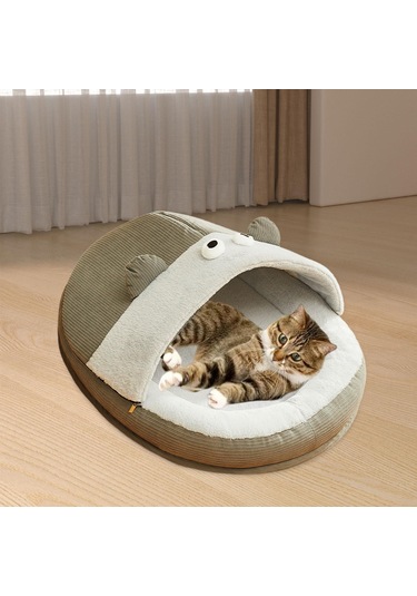 Homyl Pet Mağara Yatağı Yıkanabilir Sıcak Kulübe L-gri