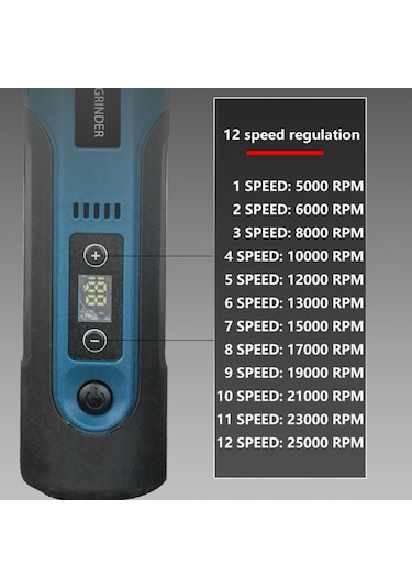 Yaozixa 7.4v 1100mah Li-pil Gömülü 12 Vitesli 5000-25000rpm Mini Elektrikli Matkap, Taşlama, Yontma, Kazıma Seti - 15 Parça Aksesuarlı Mavi+siyah