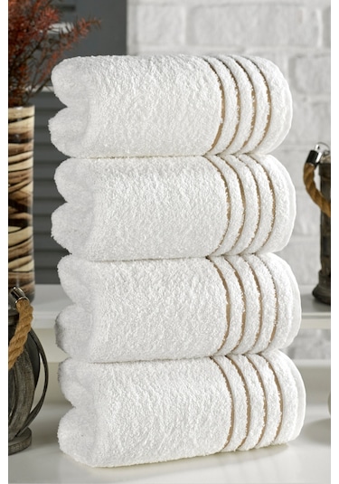 Casnack Diana Havlu Seti 4'lü 800gr. 50x90cm - Krem