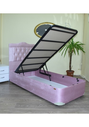 Baza Başlık Tay Tüy Pembe Silinebilir Kumaş Model Kapitone Metal Fırın Boya 90*190  El Yapım