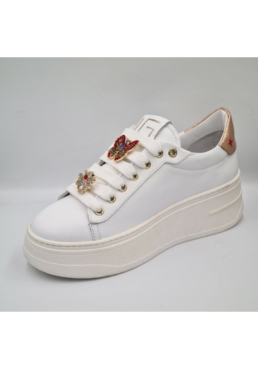 Greyder 59273 Beyaz Altın Hakiki Deri Kalın Taban Kadın Sneaker Beyaz