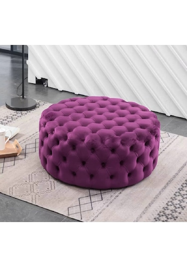 Deccostil Kapitoneli Yuvarlak Kapitoneli Puf/Orta Sehpa