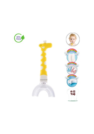 Mas Lord U Tipi Yeni Nesil Diş Fırçası - Sarı - Zürafa Model  6-12 Yaş
