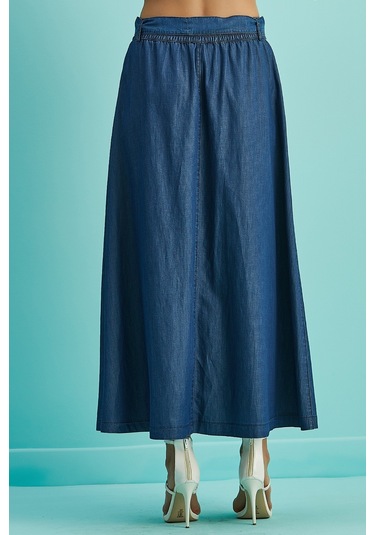 Kloş Mavi Pamuklu Etek Mavi