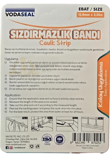Vodaseal Su Geçirmez Sızdırmazlık Bandı Beyaz - 12.8 Mm X 3.35 M.