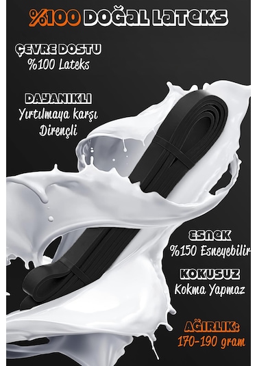 25 Kg Direnç Bandı Kas Geliştirme Lastiği Fitness Pilates Cross Training Bant Siyah - Sert Siyah