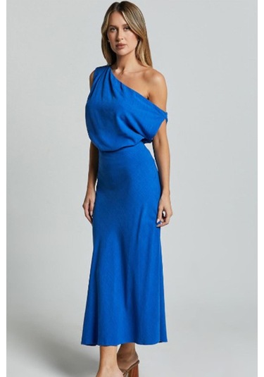 Madmext Madmext İndigo Düşük Omuz Elbise Mg2349 Indigo