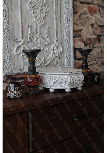 Neiwel Vintage Koina Eskitme Beyaz Kapaklı Kutu