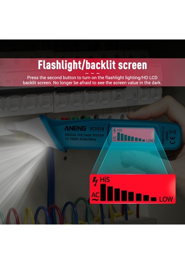Yifomall Aneng Vc1018 Akıllı Voltaj Test Kalemi - 12-1000v Lcd Ekranlı, Sesli-uyarılı, Kablosuz Elektrik Kontrol Cihazı