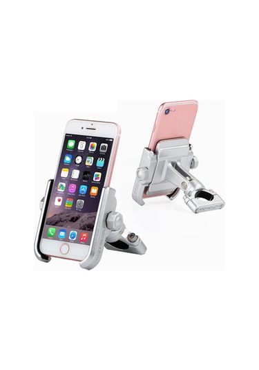 Motosiklet Gidon Alüminyum Alaşımlı Telefon Braketi, 4-6 İnç Cihaz İçin Uygun Gümüş Silver