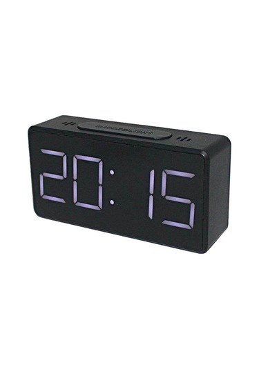 Aynalı Dijital Saat Ertelemeli Yatak Başı Çalar Saat Led Ekranlı 12/24 Saat Çift Formatlı Saat Pilsiz - Siyah Siyah
