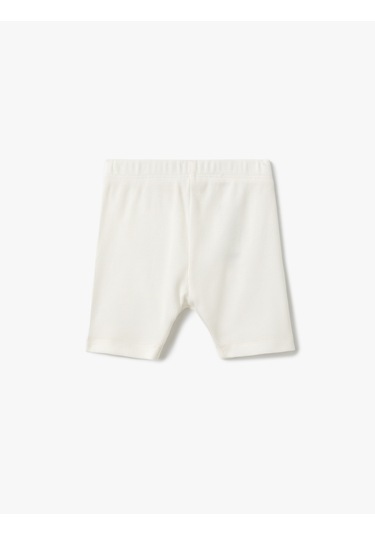 Koton Pamuklu Lastik Detaylı Ribanalı Basic Kısa Tayt Ekru 5skg40011ak Ekru