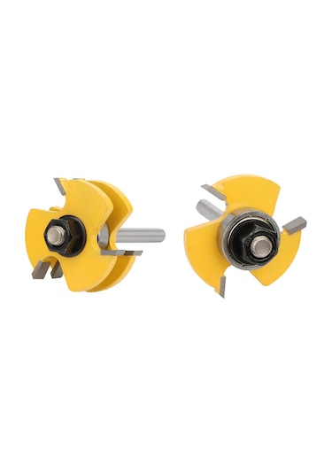 Singree 2 Adet Ahşap Freze Ucu - T Şekilli 3 Dişli 1/4" Saplı - Ahşap, Mdf Ve Tavşan Dilli Tahta İçin Dayanıklı Alüminyum Alaşımlı Uçlar