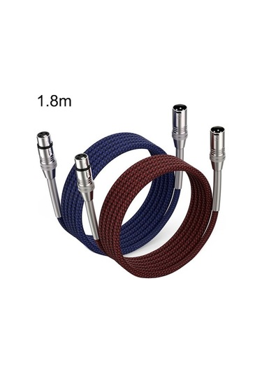 Rogfer 2 Adet Lhd010 Caron Erkek Dişi Xlr Çift Kart Mikrofon Kablosu Ses Kablosu 1.8m Kırmızı + Mavi