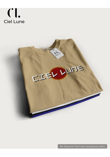 Unisex Optic Line Ciel Lune - Oversize T-shirt Bej