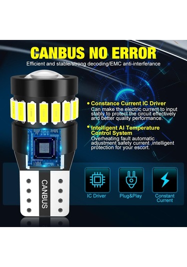 jmsstore 2 Adet W5w T10 Led Ampuller Canbus 3014 + 3030 18smd 6000 K 168 194 Led 5w5