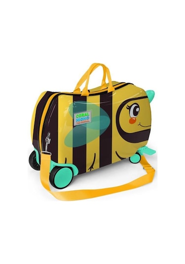 Coral High Kids Sarı Siyah Arı Desenli Otur-çek Çocuk Valizi 16363 Çok Renkli