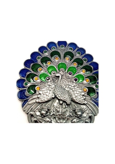 Cbtx Vintage Sap Peacock  İki Parçalı Taşınabilir Makyaj Aynası Bronz Peacock