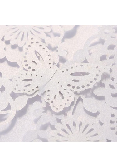 Beyaz 10 Adet Narin Oyma Davetiye Romantik Kelebek Kağıt Kartı Lazer Kesim Düğün Davetiyesi Kartı