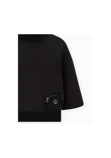 Bulalgiy Kadın Siyah Yarasa Kol Sweatshirt - BGA202291 - Siyah