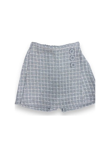 Kız Bebek Desenli Şort Etek-15034 Gri