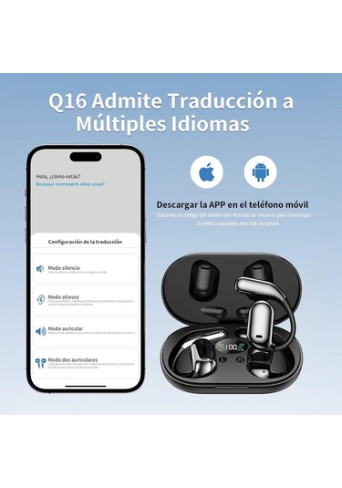Ximistore9 Aı Çeviri Kulaklığı: Gerçek Zamanlı 144 Dil Çevirisi, Müzik/arama, Bluetooth 5.4, Açık Kulaak Tasarım, İos/android Uyumlu Q16