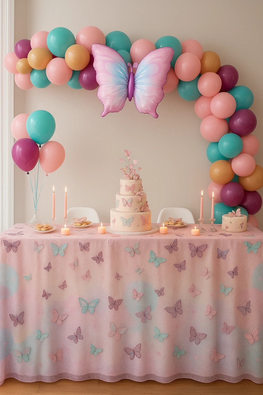 Folyo Balon Kelebek Temalı Pembe Tonlarda 82x52cm Doğum Günü Süsü Sadece Folyo Balon Diğer