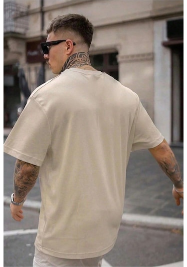 Hırsch Unisex Bej California Baskılı Oversize T-shirt Bej