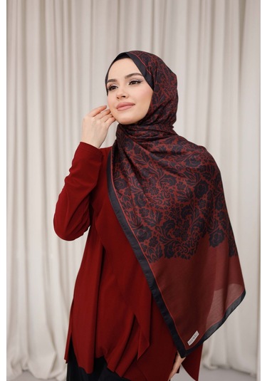 Mimiyum Nevra Desen Soft Şal Bordo