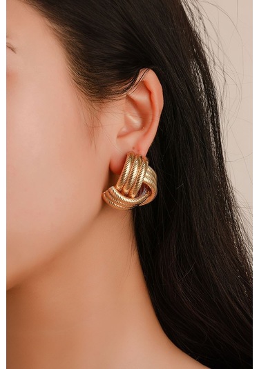 Chavin Gold Bijuteri Retro Tarz Bayan Küpe Ev19sr Gold