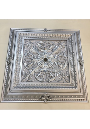 Saray Tavan Göbek Panel 72cm 72cm Gümüş Içerisine Led Döşenebilir Panel