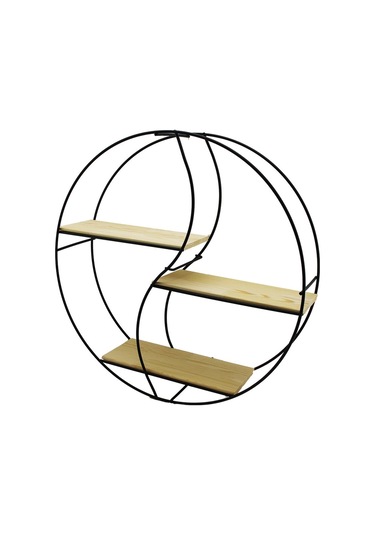 Sembol - Yuvarlak 3 Katlı Metal Dekoratif Duvar Raf 60 X 14 X 60 Cm 5365