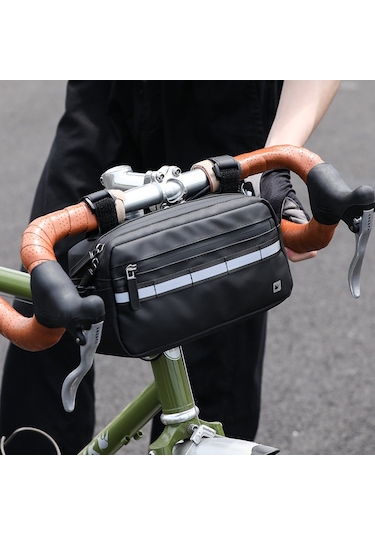 Rhınowalk Çok Fonksiyonlu Gidon Bisiklet Çantası Bisiklet Ön Çantası Omuz Çantası Bel Çantası - Siyah