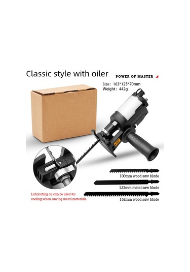 Hombey Ev Ve Ahşap İşleri İçin Taşınabilir Elektrikli Matkap Dönüştürücü Gergi Testere Aksesuarı Klasik Siyah Yağlı Kova