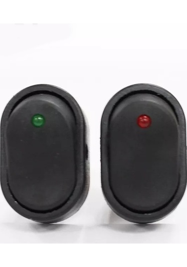 Mr-132a-2 Oval Asw Serisi 12v 20amper Ledli On-off Anahtar Kırmızı Kırmızı