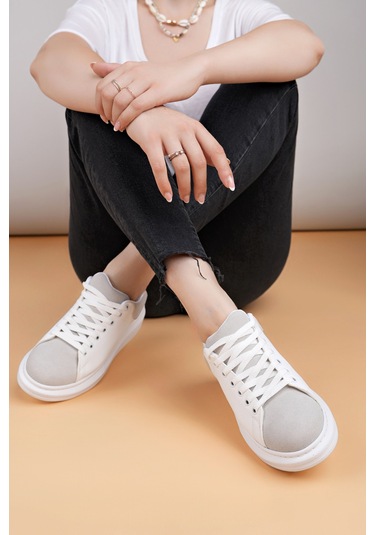 Luis A Costa Lc109 Beyaz Gri Süet Kadın Sneaker Renkli