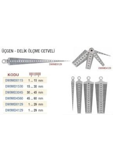 Dw Üçgen Delik Ölçme Cetveli 45-60 Mm