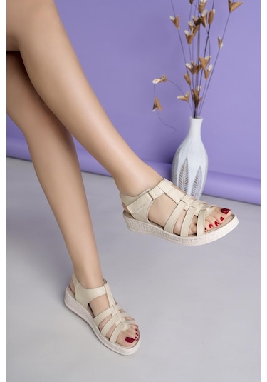 Capella 860 Bej Hakiki Soft Deri Anatomik Kadın Sandalet