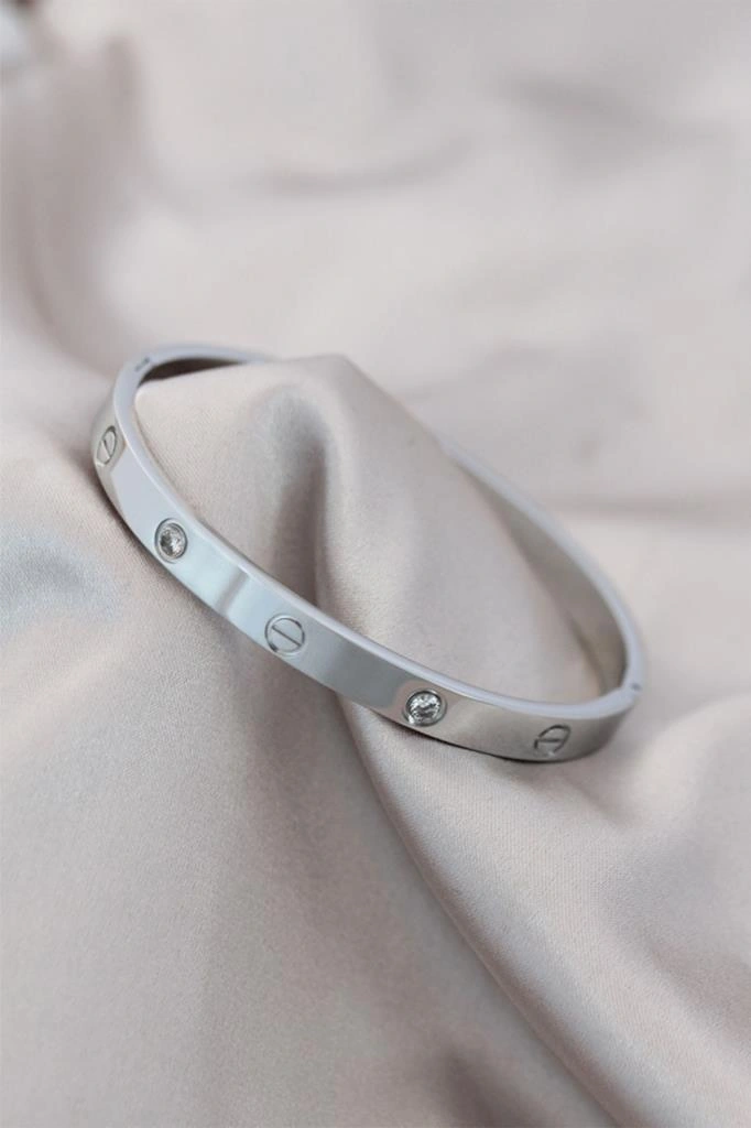 Taşlı Gümüş Çelik Bileklik Gümüş
