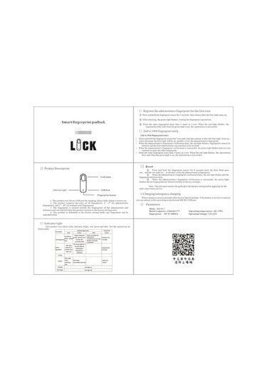 Createtech Parmak İzi Kilidi - Şifresiz, Su Geçirmez, Taşınabilir 110mah Akıllı Kilt