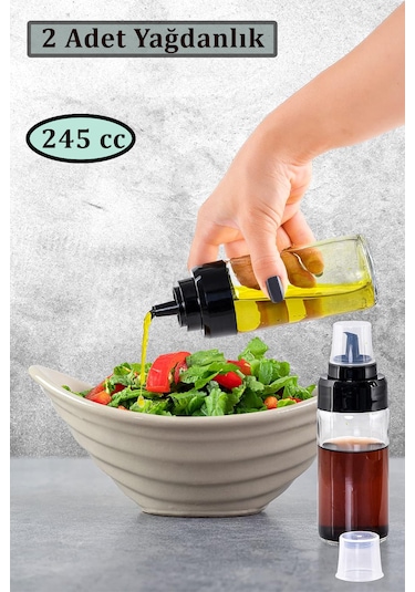 2li Damlatmaz Cam Sosluk Yağlık Yağdanlık Ve Sirkelik 245 Ml