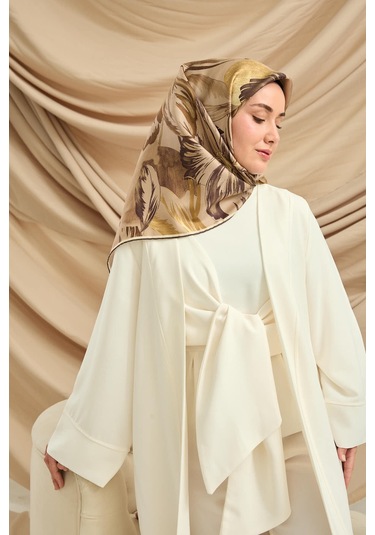 Silk Home Twill İpek Eşarp 11480-65 Vizon, Yeşil Kahve, Krem, Yeşil Bej