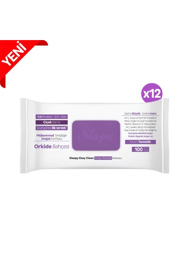 Sleepy Easy Clean Orkide Bahçesi Yüzey Temizlik Havlusu&Mendili 12x100 (1200 Yaprak)