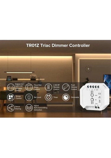 Metabagua Tuya Zigbee Triac Dimmer Kontrol Cihazı Akıllı Dimmer Uzaktan Kumanda B 9gjk63 Açık Sarı
