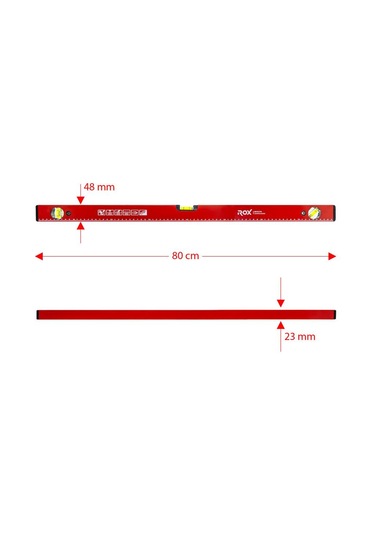 Rox 0350 Mıknatıslı Alüminyum Su Terazisi 80 Cm
