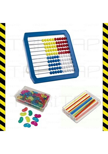 Anaokul Ilkokul 1.Sınıf Seti Fasulye Sayma Çubuk Abaküs Seti 3 Lü