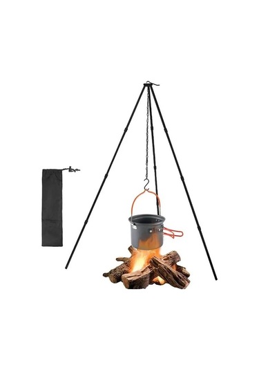 Novahub Türkçe Optimize Edilmiş Başlık: Açık Büyük Şenlik Ateşi Tripod Taşınabilir Kamp Piknik Siyah Alüminyum German Siyah