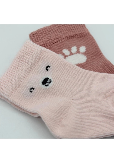 Bistyle Bear Penye Soket Çorap 2'li Bs10116 Pembe Pembe