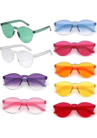 Oval Şekilli Çerçevesiz Parti Gözlüğü 6 Renk 6 Adet