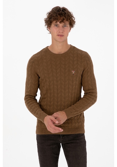 U.s. Polo Assn. Erkek Haki Melanj Kazak /triko 50307836-vr125 Haki Melanj